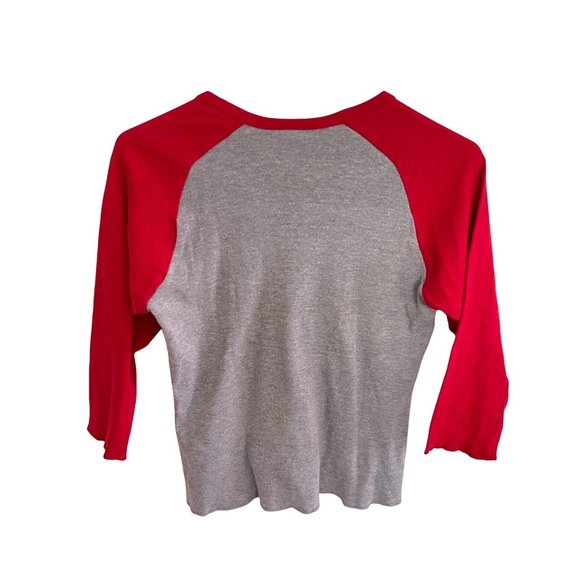Mariners lace-up 3/4 raglan t-shirt Red Gray Women's size M Vintage - Picture 2 of 7